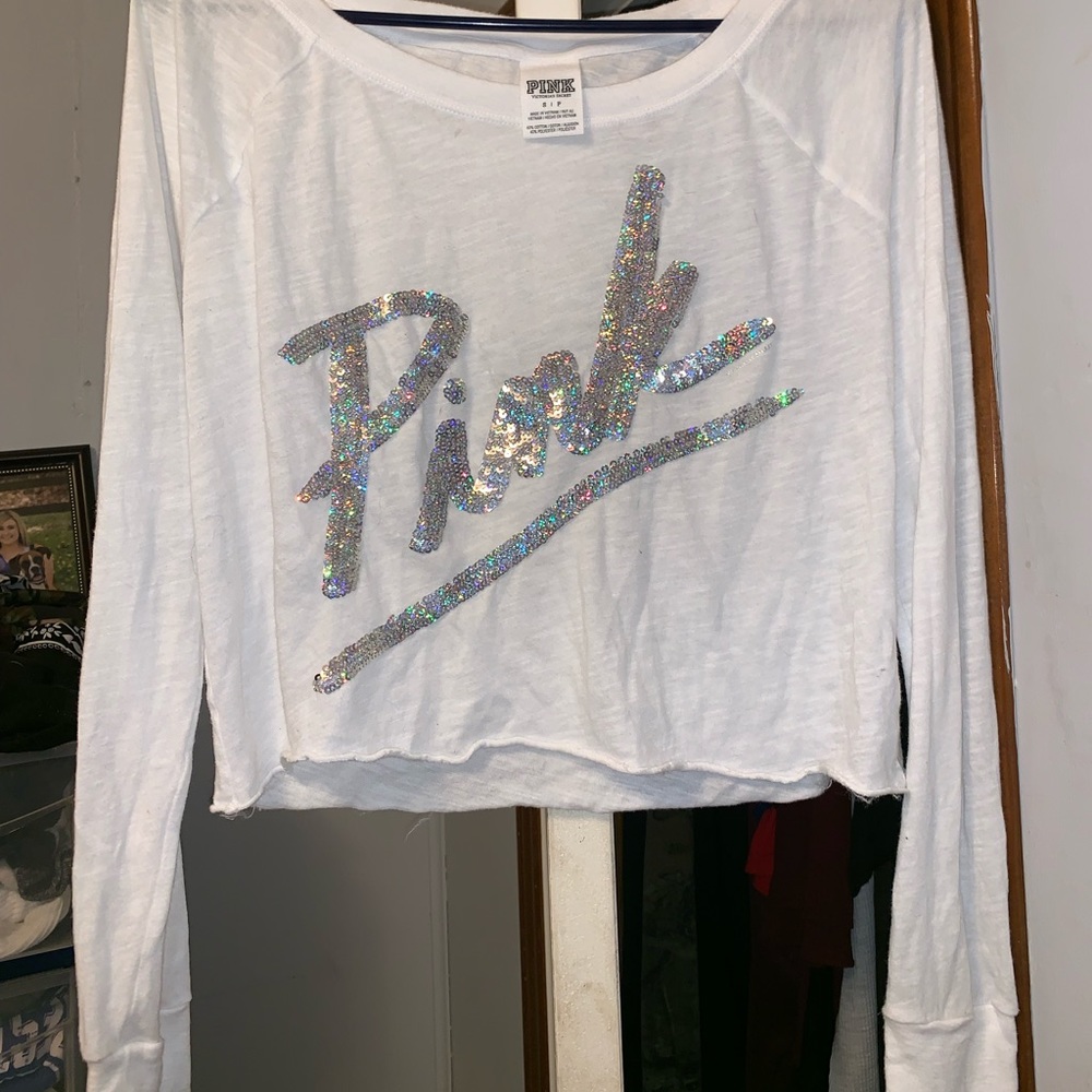 Victoria’s Secret PINK crop long sleeve shirt!💕